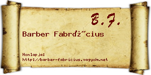 Barber Fabrícius névjegykártya